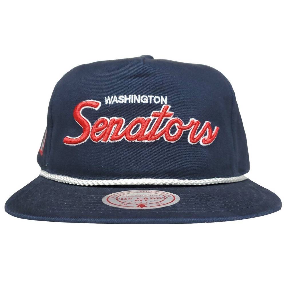 Washington Senators Mitchell & Ness MLB Slouch Snapback Hat Cap 3D Logo Navy NWT